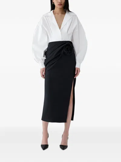 Carolina Herrera 로제트 디테일 드레이프 미디 스커트 In Multi