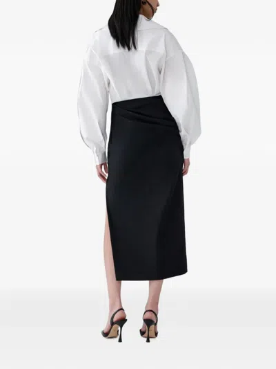 Carolina Herrera 로제트 디테일 드레이프 미디 스커트 In Multi