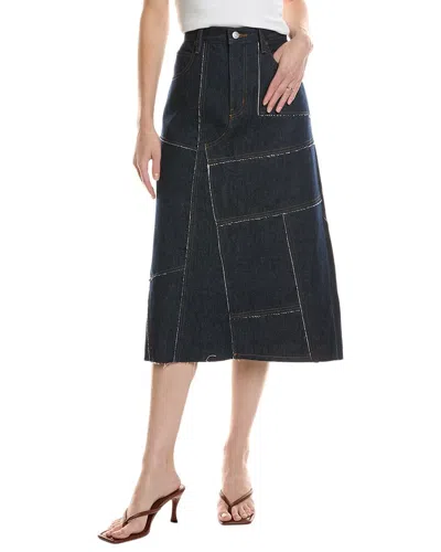 Frame Denim The Patchwork Midi Skirt In Blue