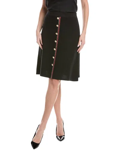 St John St. John Pique Pull-on A-line Skirt In Black