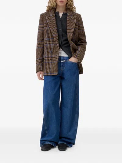 Closed Check-pattern Double-breasted Blazer In Multi