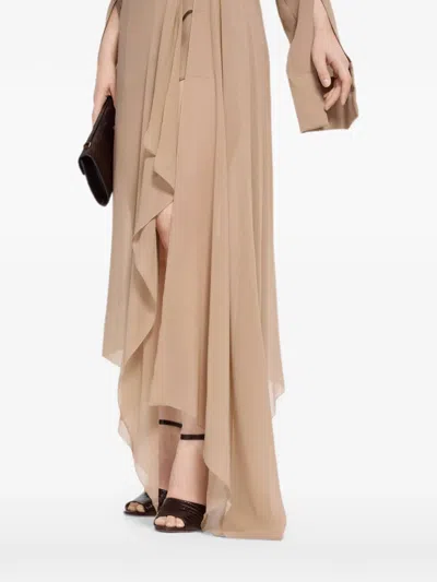 Elie Saab Python-print Draped Maxi Skirt In White