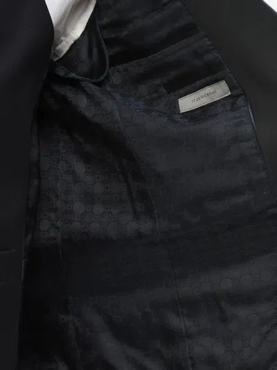 Corneliani Satin-lapel Three-piece Suit In Black