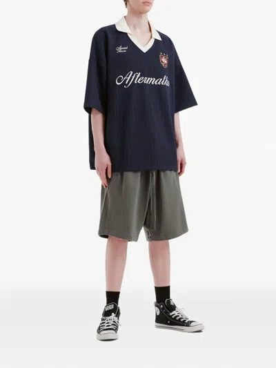 Aftermaths Logo-motif Drawstring Shorts In Gray