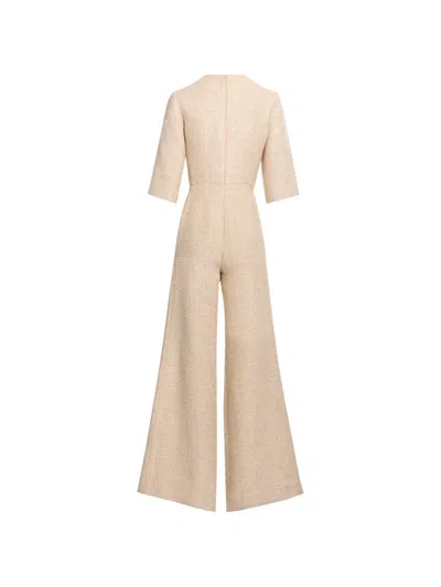 Elie Saab Python-print Tweed Jumpsuit In Neutral