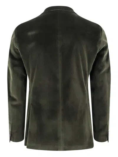 Corneliani Velvet Blazer In Green