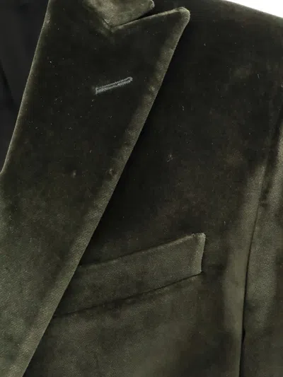 Corneliani Velvet Blazer In Green