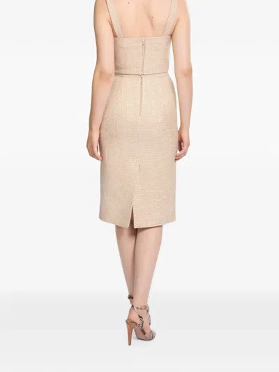 Elie Saab Tweed Python-print Midi Skirt In Brown