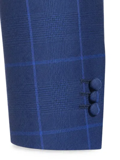 Ramon Sanjurjo Check-pattern Three-piece Suit In Blue