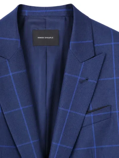 Ramon Sanjurjo Check-pattern Three-piece Suit In Blue