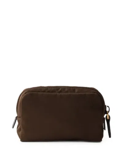 Prada Micro Re-nylon Pouch In Brown