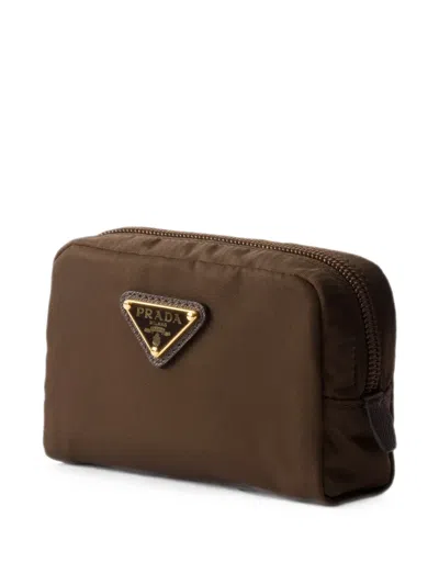 Prada Micro Re-nylon Pouch In Brown