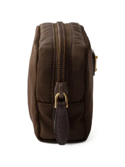 Prada Micro Re-nylon Pouch In Brown