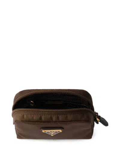 Prada Micro Re-nylon Pouch In Brown