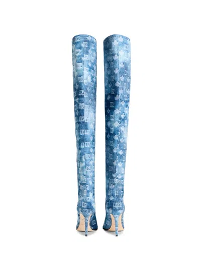 Dsquared2 D2 Monogram Heeled Boots In Blue