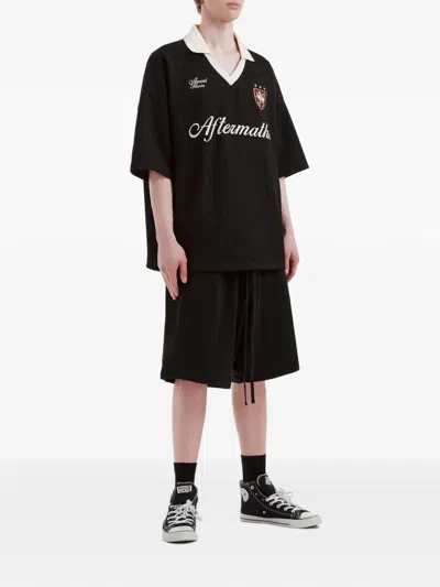 Aftermaths Logo-motif Ribbed Top In Black