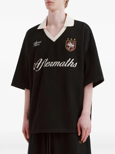 Aftermaths Logo-motif Ribbed Top In Black