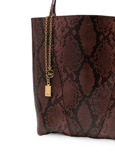 Chloé Medium Spin Python-effect Tote Bag In Multi