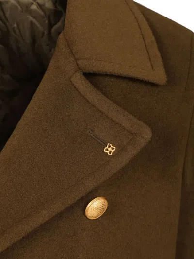 Tagliatore Double-breasted Wool Pea Coat In Brown