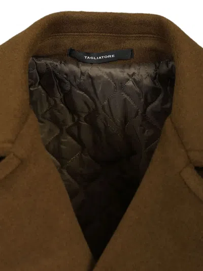 Tagliatore Double-breasted Wool Pea Coat In Brown