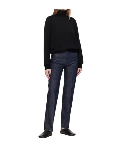 Auralee Wool Blend Crew Neck Pullover In Black