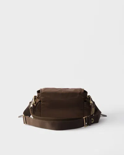 Prada Explore Medium Re-nylon Shoulder Bag With Flap In Ochre