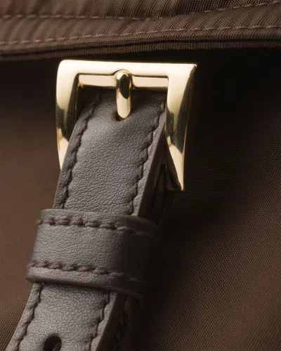Prada Explore Medium Re-nylon Shoulder Bag With Flap In Ochre