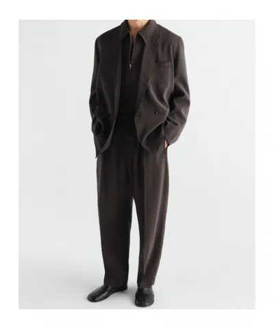 Lemaire Light Double-breasted Jacket In Dry Silk In Multi