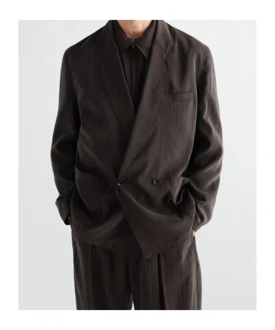 Lemaire Light Double-breasted Jacket In Dry Silk In Multi