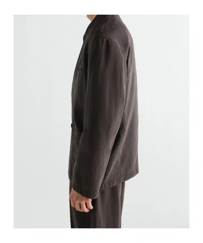 Lemaire Light Double-breasted Jacket In Dry Silk In Multi