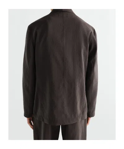 Lemaire Light Double-breasted Jacket In Dry Silk In Multi