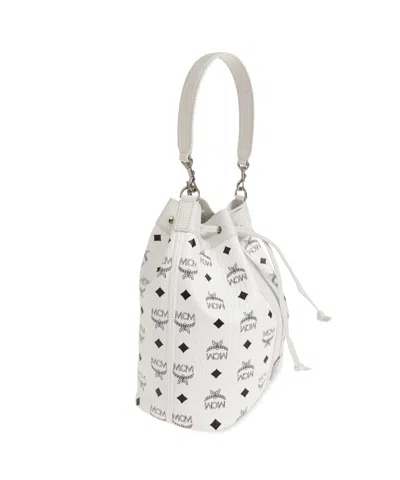 Mcm Drawstring Shoulder Bag In White