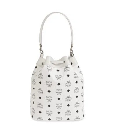 Mcm Drawstring Shoulder Bag In White