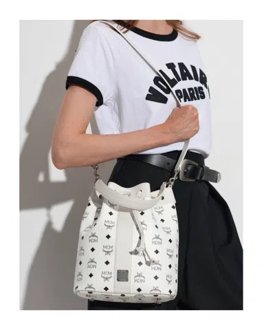 Mcm Drawstring Shoulder Bag In White