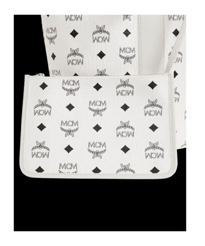 Mcm Drawstring Shoulder Bag In White