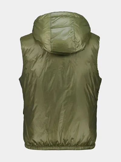 Moncler Lansette Hooded Shell Vest In Green