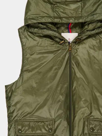 Moncler Lansette Hooded Shell Vest In Green