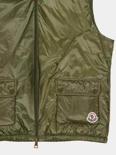 Moncler Lansette Hooded Shell Vest In Green