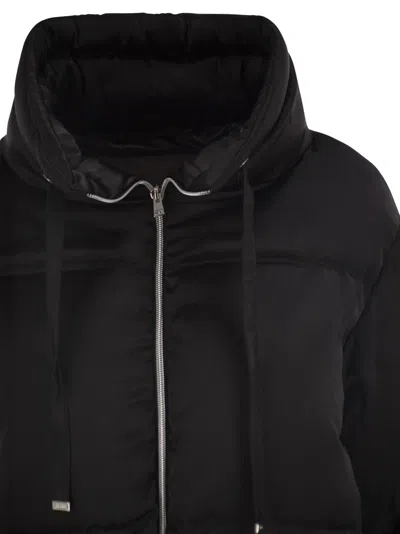 Herno High-neck Down Jacket With Drawstring Collar In Black