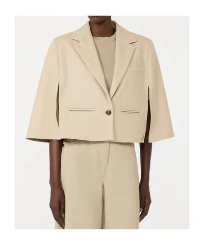 Max Mara Single-breasted Cape In Neutral