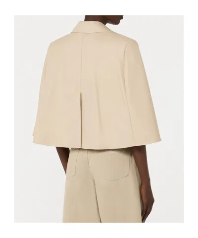 Max Mara Single-breasted Cape In Neutral