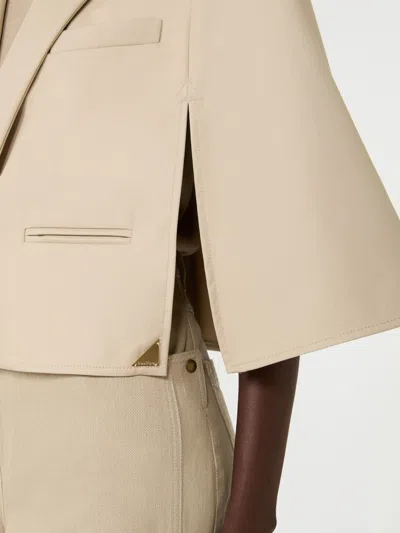 Max Mara Single-breasted Cape In Neutral
