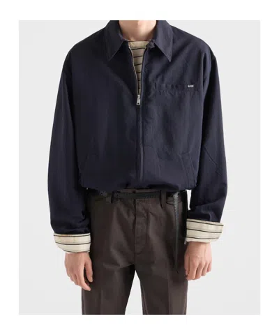 Prada Technical Fabric Blouson Jacket In Blue