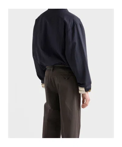 Prada Technical Fabric Blouson Jacket In Blue