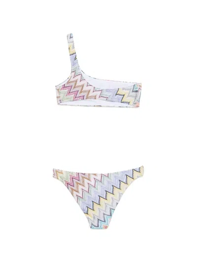Missoni Zigzag One-shoulder Bikini In Multi