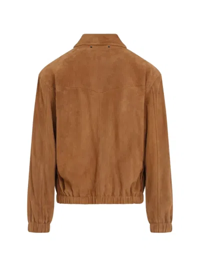 Paul Smith Camel Oversized Leather Jacket In Brown