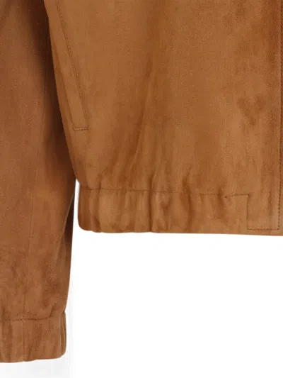 Paul Smith Camel Oversized Leather Jacket In Brown