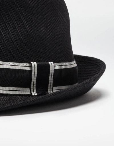 Shop Dolce & Gabbana Trilby Cotton Hat In Black