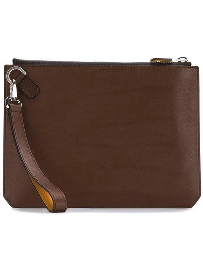 Shop Ferragamo Salvatore  Wrist Strap Clutch - Brown