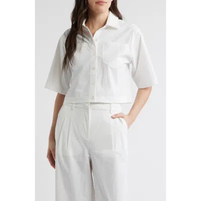 Bernardo Cropped Button Down Shirt In White